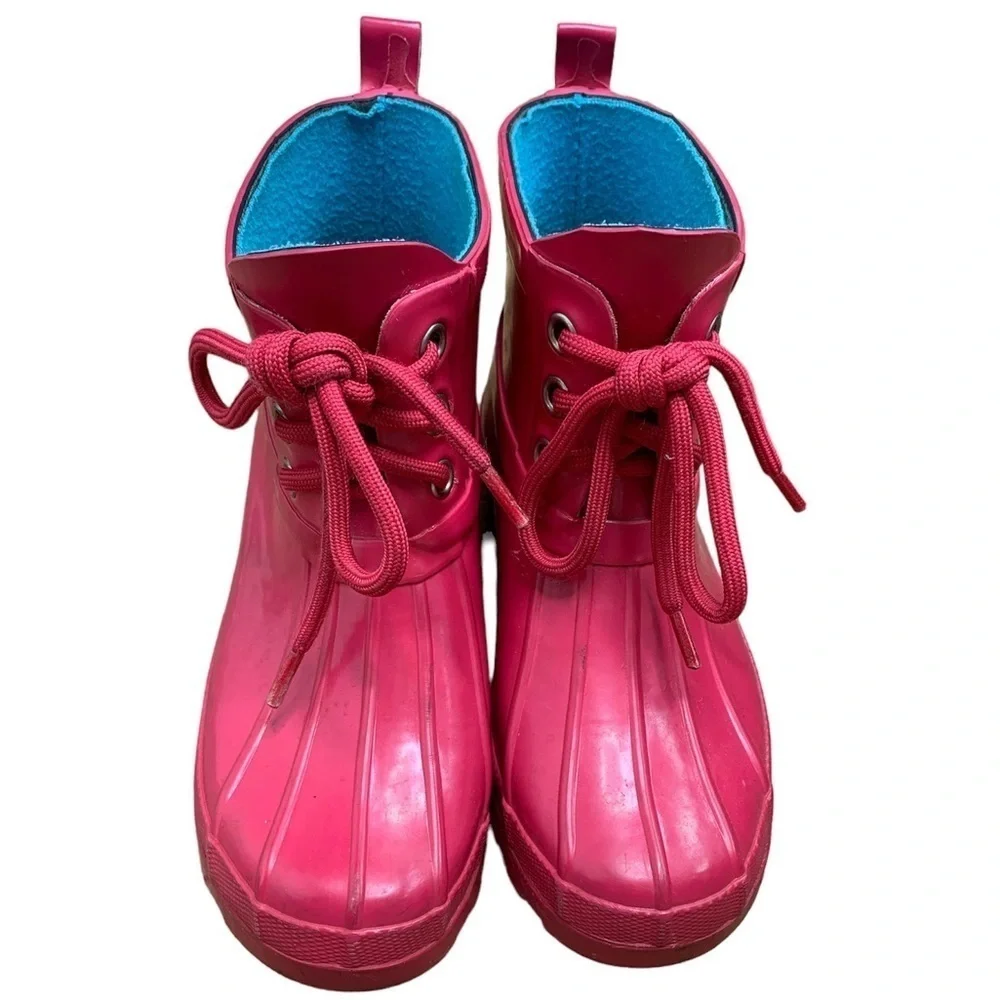 Capelli of New York Hot Pink Lace Up Rain Duck Boots sz 1-2